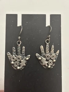 Sterling Silber Petroglyphen Heilung Hand Ohrhänger Southwestern Neu ohne Etikett - Bild 1 von 3