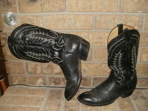 Tony Lama 6904 Black Bullhide Leather Western Boot Men's 10 D MSRP $300 - Picture 1 of 7