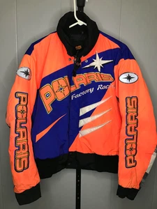 Vintage Polaris Factory Snowmobile Jacket Wmn L Men M Insulated Racing Checkered - Picture 1 of 8