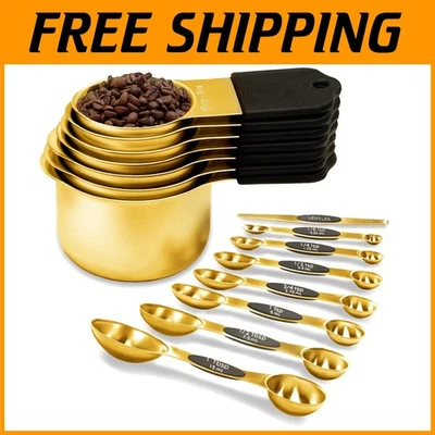 Accurate Stainless Steel Magnetic Measuring Cups & Spoons Set - 15 Pieces - Image 1 of 4