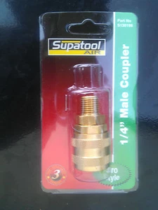 Pneumatic AIR Brass fitting Rc BSPT 1/4" male Coupler Aro style Supatool S130198 - Picture 1 of 1