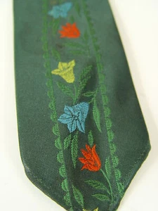 grün Trachtenkrawatte Stickerei Trachten Krawatte TREVIRA Vintage Binderl KW005 - Bild 1 von 3
