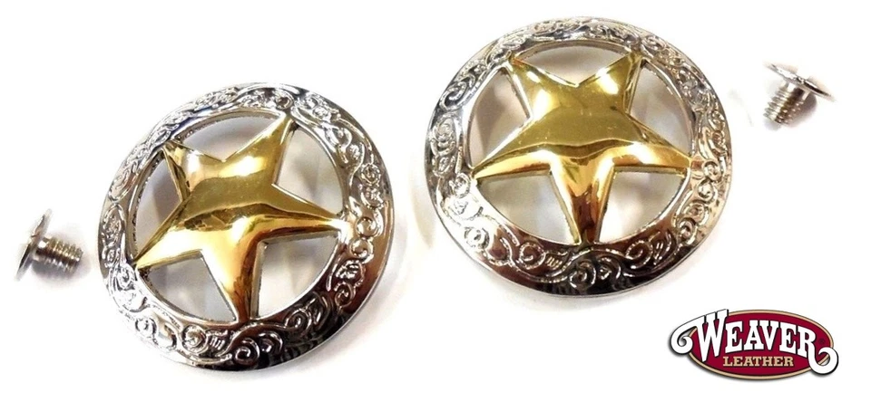Pacote com 2 tecelões Texas Star banhados a ouro 18K 1-1/8" parafuso traseiro frete grátis - Imagem 1 de 3