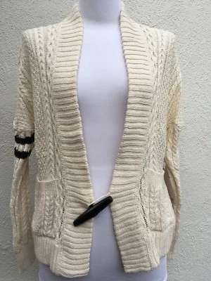 NWT Band of Outsiders White Cotton Linen Cable Knit Cardigan Medium (Size 1) - Image 1 of 4