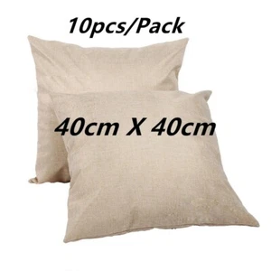 10Pcs Linen Sublimation Blank Pillow Case Cushion Cover 16'' x 16'' DIY Printing - Picture 1 of 10
