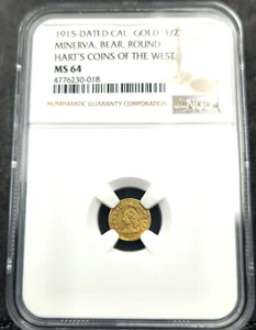 1915 NGC MS-64 GOLD 1/2 MINERVA CALIFORNIA GOLD #919 - Picture 1 of 4