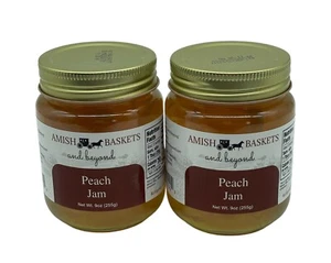 Amish Baskets mermelada de melocotón no transgénica vegana totalmente natural - 9 oz - 2 frascos - Imagen 1 de 6