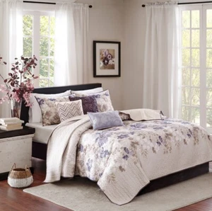 Madison Park Luna 6 Piece Printed Quilt Set with Throw Pillows - Picture 1 of 6