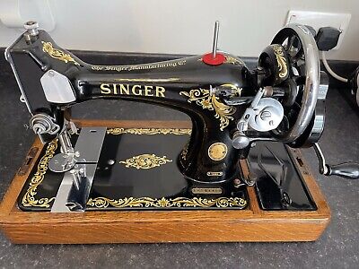 Vintage Working Hand Crank Singer 128K Sewing Machine 1955 - Serial EK504450 • 49.09€