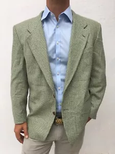 Blazer jacket WOOL 100% GREEN tweed Size 42 UK vintage Italian MIX RRP £190.00 - Picture 1 of 15