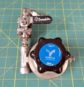 Parker Veriflo Regulator NPR1003P w/Swagelok fittings and Ball Valve - Picture 1 of 10