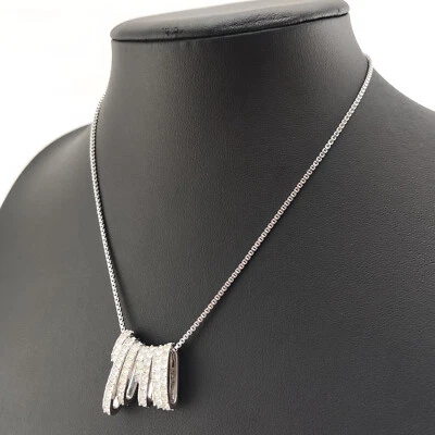 ⭐ Swarovski Halskette Collier Anhänger Strass Stein Kette Perle Silber 140 ⭐ - Bild 1 von 4