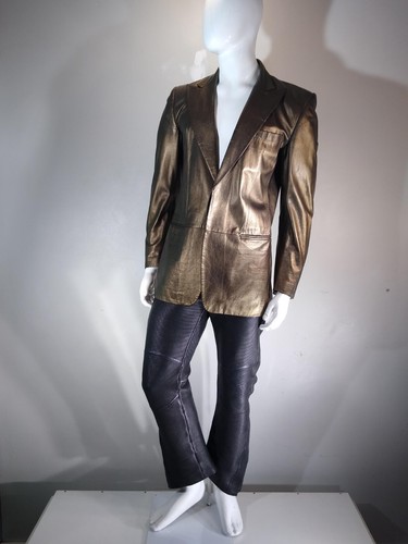 GUCCI by TOM FORD slim fit GIACCA IN PELLE ESTIVA SEXY bronzo oro