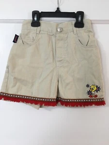 Looney Tunes Girl’s Shorts Size 7-8 Khaki Tan Tweety Bird Vintage Cartoons - Picture 1 of 9