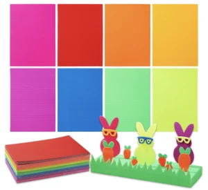 64 Pack Colored Corrugated Cardboard Sheets for Crafts, 8 Colors 8.3 x 11.8 inch - Picture 1 of 9