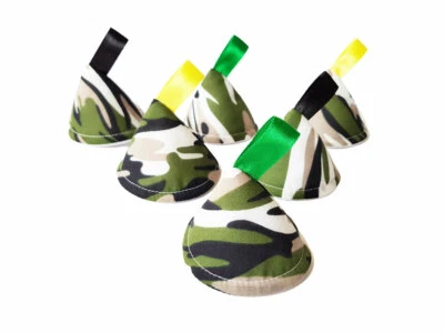 SMALL FACE WORLD Camouflage Pee Teepee x6 / Wee Stop Cones Teepees, Baby Shower Gift / Green Camo