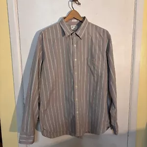J Crew Mens XL Gray With Red And White Stripes Long Sleeve Shirt 77388-See Note - Picture 1 of 9