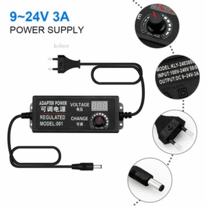 Adjustable AC to DC 3-12V 3-24V 9-24V voltage Regulated LED display EU/US Plug - Picture 1 of 12