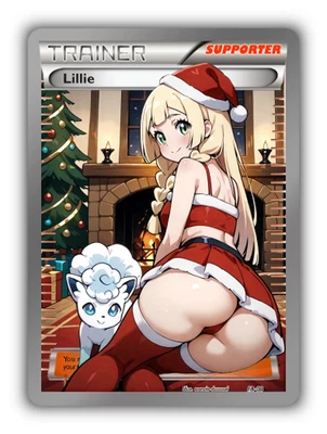 Lillie & Alolan Vulpix Trading Card - Sexy Waifu Custom Made Trainer | Christmas - Image 1 of 4
