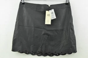 NOA NOA Womens Lambskin Skirt Viscose Lined Grey Short size L NEW BNWT - Picture 1 of 9