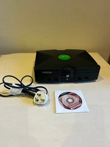 Microsoft Xbox Console Original Black With Power Lead And Game Included - Picture 1 of 13