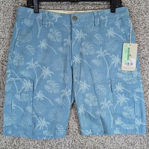 Tommy Bahama Cargo Shorts Island Zone Palm Print Sea Jade Blue Size 32 NWT - Picture 1 of 11