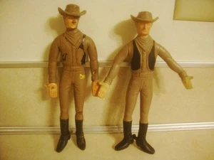 Vintage Bendy Toy 1966 American Heros 2x COWBOYS Western Bendie Lakeside! - Picture 1 of 7