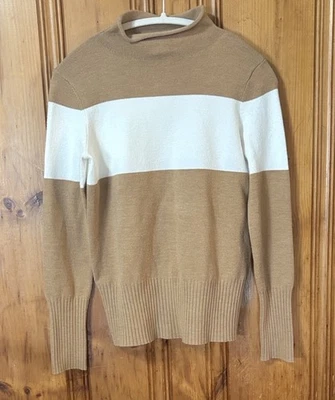 Suéter para mujer French Connection cuello falso - tostado y crema - talla pequeña Foto 1 de 4