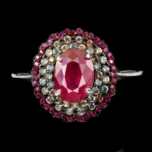 Summer 925 Silver Ring Oval Ruby 8x6mm Ruby Myanmar Sapphire Jewelry - Picture 1 of 13