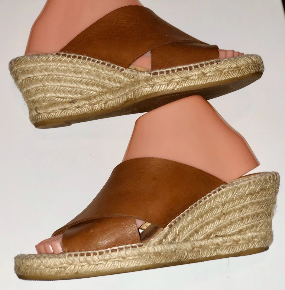 TACONES CUÑA YUTE CUERO MARRÓN KANNA UE 39 DIAPOSITIVAS CORREA CRUZADA Foto 1 de 4