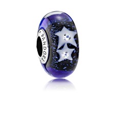 Authentic Pandora Silver Murano Starry Night Sky Clear CZ Bead 791662CZ