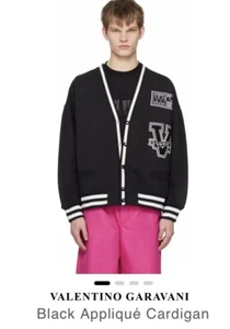 Valentino Men’s Varsity Black Cardigan Size L - Picture 1 of 12