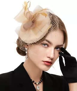 Women's Fascinators Feathers Tea Party Hat Veil Headband and a Clip Tea Party... - Picture 1 of 3