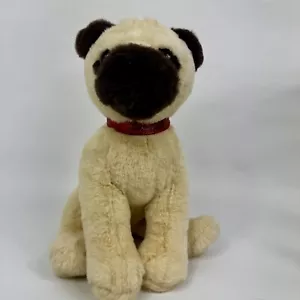 FAO Schwarz Pug Dog 11” Red Collar Brass Doggy Puppy Animal Plush Toy Realistic - Picture 1 of 12
