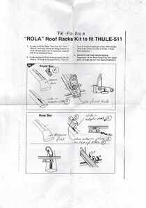 THULE 511 Bike Carrier Adapter Kit for ROLA SPORTS BARS (Orignal) FK-511 RO $28 - Picture 1 of 4