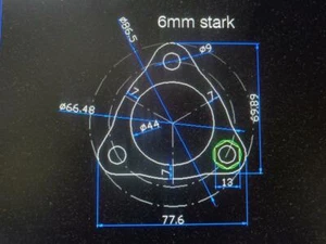 Universal Auspuff Flansch / 44mm innen / 6mm stark / Stahlblech S235 / 2 Stück - Bild 1 von 1