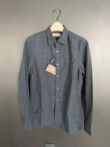 Burberry Alexander Men's Ink Blue Checked Cotton Shirt 4066393, X-small - Picture 1 of 4
