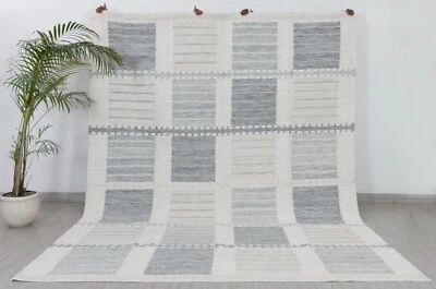 Grey Scandinavian Nordic Kilim Flatweave High Quality Wool Custom Size Rug - Image 1 of 4