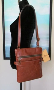 Patricia Nash Brown Leather Tooled PRIZZI Shoulder Crossbody Bag NWT - Picture 1 of 11