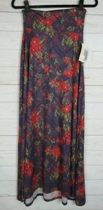 Maxi Falda Para Mujer Lularoe Púrpura con Rojo Floral Talla XXS NUEVA CON ETIQUETAS - Imagen 1 de 3