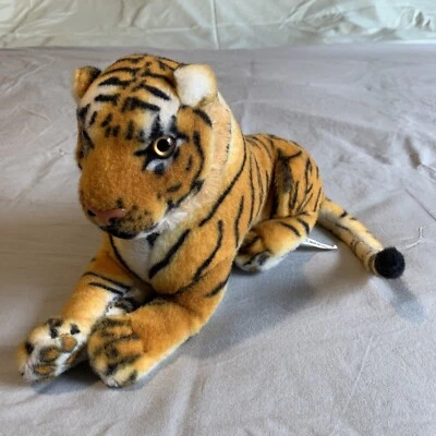 Rare Realistic Lying Tiger Stuffed Animal 11” 28cm Plush Soft Toy Gift Idea E6 - Image 1 of 4