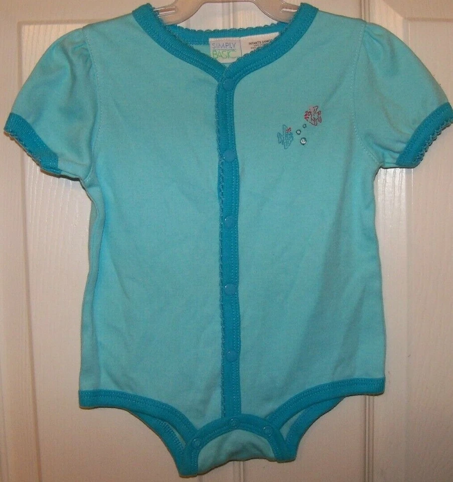 Romper Angel Fish azul peça única bebê meninos meninas 3/6 meses novo com etiquetas - Imagem 1 de 1