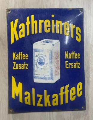 Altes Originales Emailschild Kathreiners Malzkaffee um 1920, Gebraucht  - Bild 1 von 4