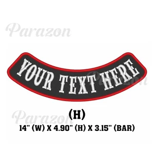 Custom Embroidered Bottom Rocker Motorcycle Biker Name Tag Sew on Patch 14" (H) - Picture 1 of 12