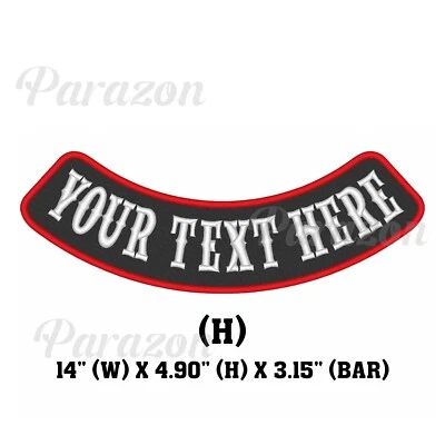 Custom Embroidered Bottom Rocker Motorcycle Biker Name Tag Sew on Patch 14" (H) - Image 1 of 4