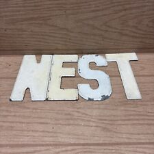 VINTAGE "NEST" METAL SIGN COMMANDER BOARD White LETTERS 7.5". With Clips