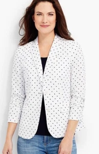 $ 149 NEU MIT ETIKETT TALBOTS BAUMWOLLE LEINEN LEICHTE HOCHWERTIGE GEPUNKTETE JACKE GRÖSSE 22W - Bild 1 von 8