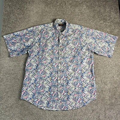 VINTAGE Tango by Max Raab Shirt Mens XL Blue Floral Garden Hawaiian Bouquet - Image 1 of 4