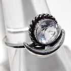 925 Silver Plated-Crystal Topaz Ethnic Handmade Ring Jewelry US Size-7.5 AU r236