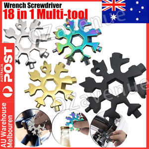 3pcs 18 in 1 Stainless steel Multi-tool Snowflake Spanner Keychain Screwdriver